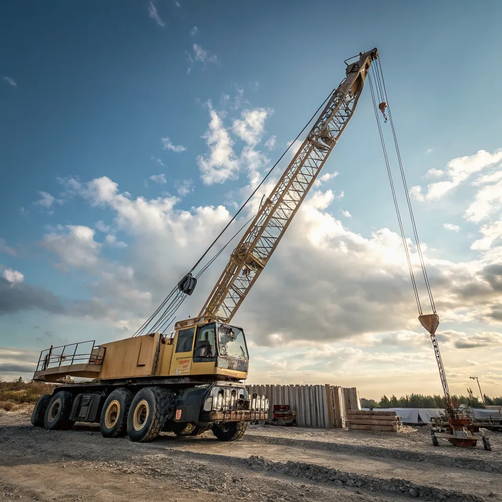 Tall mobile crane on-site