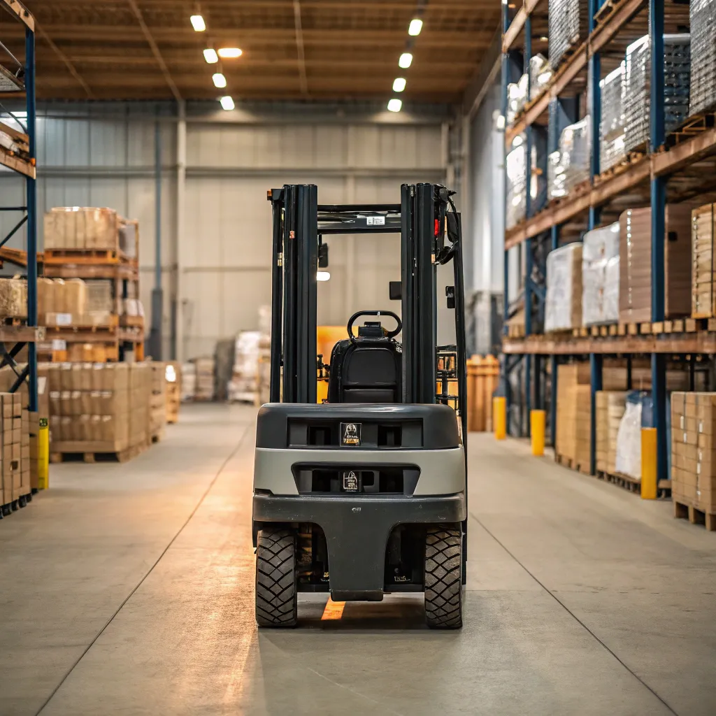 Compact forklift in warehouse