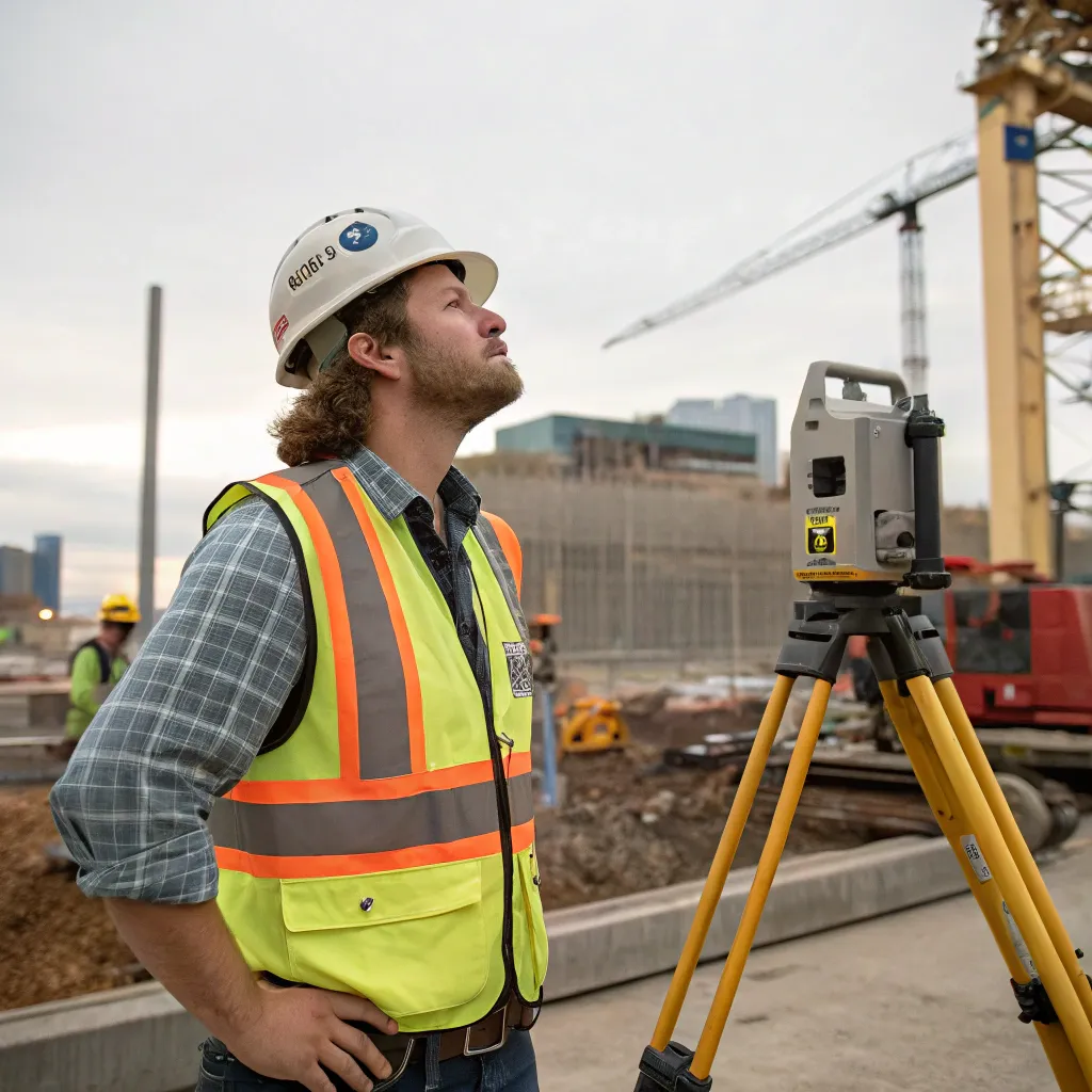 Ethan on a construction site with SKYCORE equipment